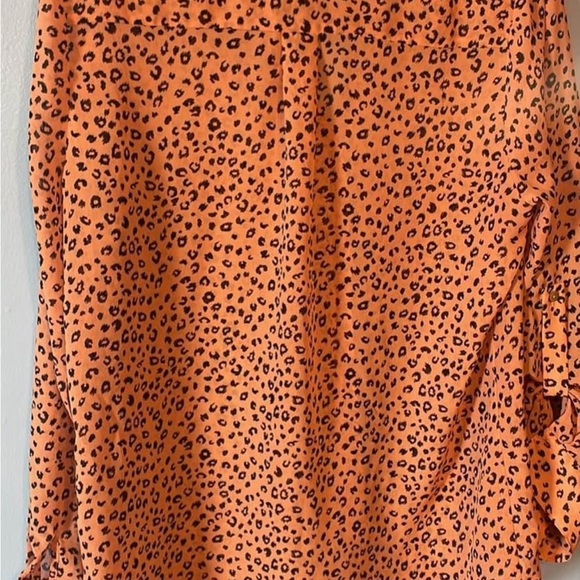 Debs Pink Leopard Print Button Up Blouse Women’s Long Sleeve Top Size L - Picture 4 of 4